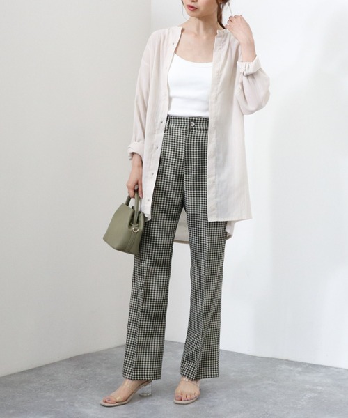 archives（アルシーヴ）の「チェックサイドスリットセミフレアパンツ（その他パンツ・レディース・ブラウン/グリーン/ブルー・MEDIUM）」の5枚目の写真