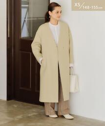 green label relaxing | 【WEB限定】［XS/H148-155㎝］EX FINE リッタイ スリーブ ノーラペル コート(ノーカラーコート)