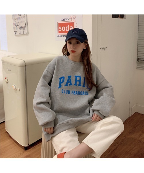 DEVICE(デバイス)の「シンプルデザイン プリント ロゴ スウェット 裏起毛 フーディ パーカー(スウェット・レディース・ホワイト/ネイビー/ブラウン/グレー・FREE)」の22枚目の写真