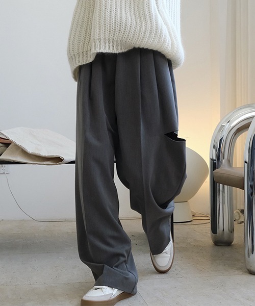 chuclla(チュクラ)の「カットアウト ワイドパンツ chw21a039(スラックス・レディース・グレー/ブラック・L/M/S)」の5枚目の写真