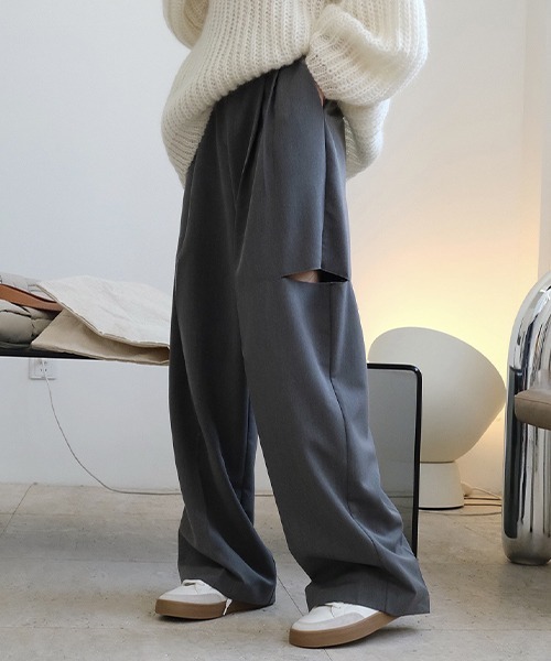 chuclla(チュクラ)の「カットアウト ワイドパンツ chw21a039(スラックス・レディース・グレー/ブラック・L/M/S)」の8枚目の写真