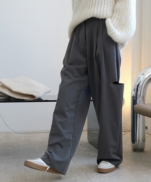 chuclla(チュクラ)の「カットアウト ワイドパンツ chw21a039(スラックス・レディース・グレー/ブラック・L/M/S)」の11枚目の写真