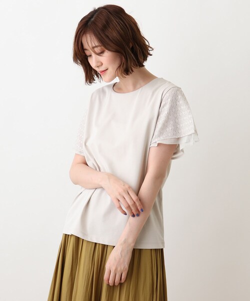 DRESKIP（ドレスキップ）の「◆重ねフリル袖Tシャツ（Tシャツ/カットソー・レディース・カーキ/パープル系/ライトグレー/ブラック・02/03/04）」の3枚目の写真