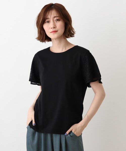 DRESKIP（ドレスキップ）の「◆重ねフリル袖Tシャツ（Tシャツ/カットソー・レディース・カーキ/パープル系/ライトグレー/ブラック・02/03/04）」の2枚目の写真