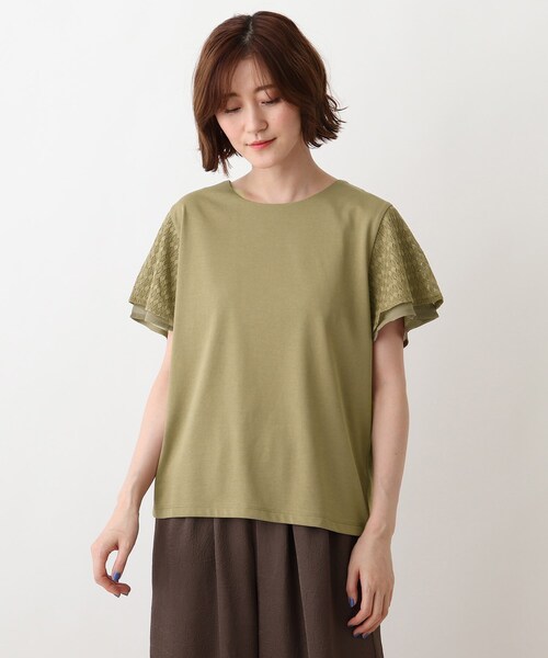 DRESKIP（ドレスキップ）の「◆重ねフリル袖Tシャツ（Tシャツ/カットソー・レディース・カーキ/パープル系/ライトグレー/ブラック・02/03/04）」の9枚目の写真