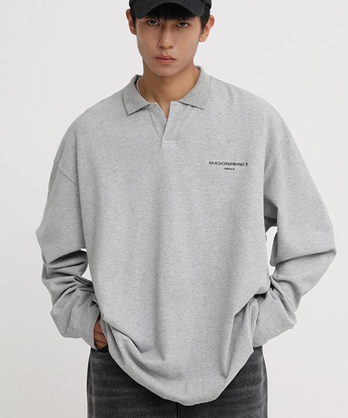 MASONPRINCE(メイソンプリンス)の「【MASONPRINCE】Oversized long sleeve polo shirt PL3002(ポロシャツ・メンズ・グレー/ブラック/ベージュ・L/S/M)」の9枚目の写真