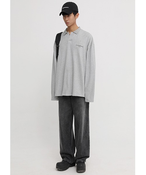 MASONPRINCE(メイソンプリンス)の「【MASONPRINCE】Oversized long sleeve polo shirt PL3002(ポロシャツ・メンズ・グレー/ブラック/ベージュ・L/S/M)」の10枚目の写真
