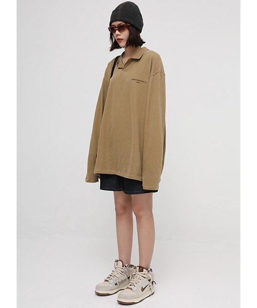MASONPRINCE(メイソンプリンス)の「【MASONPRINCE】Oversized long sleeve polo shirt PL3002(ポロシャツ・メンズ・グレー/ブラック/ベージュ・L/S/M)」の15枚目の写真