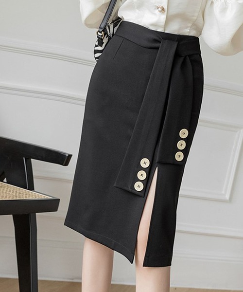 Bifrost（ビフレスト）の「フロントスリットスカート（スカート・レディース・キャメル/ベージュ/ブラック・M/L）」の8枚目の写真