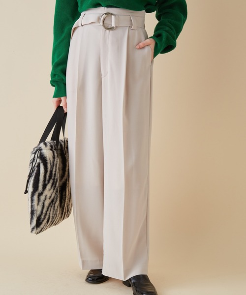 MADEMOISELLE ROPE'（マドモアゼル ロペ）の「<春まで使える>ベルテッドワイドパンツ（その他パンツ・レディース・オフホワイト/ピンク系その他2・36/38）」の5枚目の写真