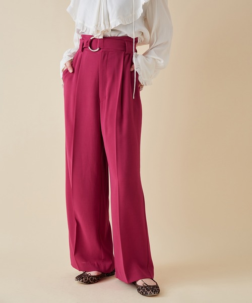 MADEMOISELLE ROPE'（マドモアゼル ロペ）の「<春まで使える>ベルテッドワイドパンツ（その他パンツ・レディース・オフホワイト/ピンク系その他2・36/38）」の15枚目の写真