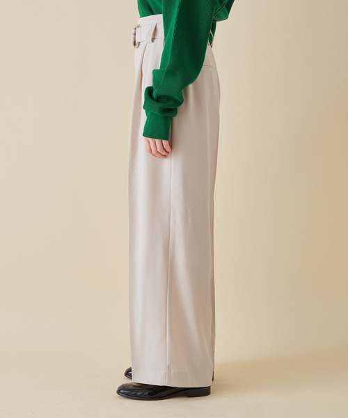 MADEMOISELLE ROPE'（マドモアゼル ロペ）の「<春まで使える>ベルテッドワイドパンツ（その他パンツ・レディース・オフホワイト/ピンク系その他2・36/38）」の11枚目の写真