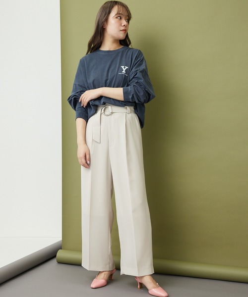 MADEMOISELLE ROPE'（マドモアゼル ロペ）の「<春まで使える>ベルテッドワイドパンツ（その他パンツ・レディース・オフホワイト/ピンク系その他2・36/38）」の21枚目の写真