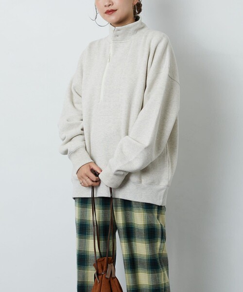 FREAK'S STORE（フリークスストア）の「▽【WEB限定】OE裏起毛ハーフジップスウェットプルオーバー（スウェット・レディース・ブラック/パープル/グレー/グリーン・ﾌﾘ-）」の9枚目の写真