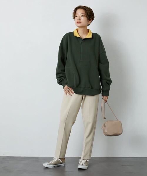 FREAK'S STORE（フリークスストア）の「▽【WEB限定】OE裏起毛ハーフジップスウェットプルオーバー（スウェット・レディース・ブラック/パープル/グレー/グリーン・ﾌﾘ-）」の6枚目の写真