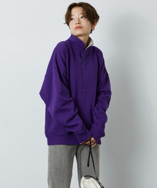 FREAK'S STORE（フリークスストア）の「▽【WEB限定】OE裏起毛ハーフジップスウェットプルオーバー（スウェット・レディース・ブラック/パープル/グレー/グリーン・ﾌﾘ-）」の14枚目の写真