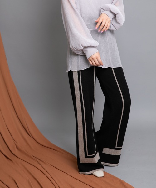 Eimee Law（エイミーロウ）の「トリミングリラックスニットPT（その他パンツ・レディース・ブラック/モカ/ネイビー・38）」の11枚目の写真