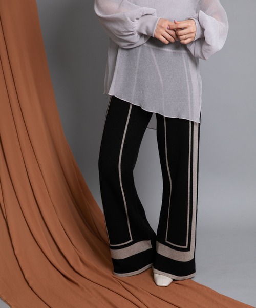Eimee Law（エイミーロウ）の「トリミングリラックスニットPT（その他パンツ・レディース・ブラック/モカ/ネイビー・38）」の12枚目の写真