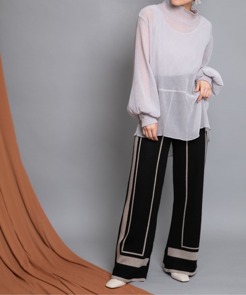 Eimee Law（エイミーロウ）の「トリミングリラックスニットPT（その他パンツ・レディース・ブラック/モカ/ネイビー・38）」の16枚目の写真