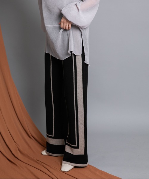 Eimee Law（エイミーロウ）の「トリミングリラックスニットPT（その他パンツ・レディース・ブラック/モカ/ネイビー・38）」の17枚目の写真