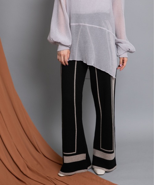 Eimee Law（エイミーロウ）の「トリミングリラックスニットPT（その他パンツ・レディース・ブラック/モカ/ネイビー・38）」の18枚目の写真