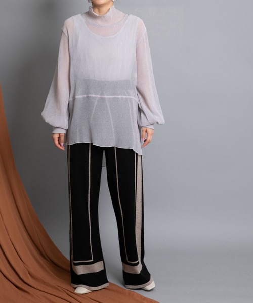 Eimee Law（エイミーロウ）の「トリミングリラックスニットPT（その他パンツ・レディース・ブラック/モカ/ネイビー・38）」の19枚目の写真