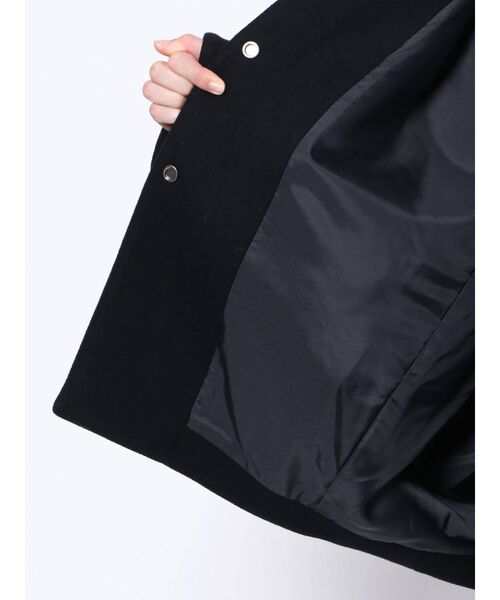 ELENDEEK エレンディーク オーバーカラーフォルムコート M ブラック ELENDEEK ノーカラーコート コート フォルムショートウール