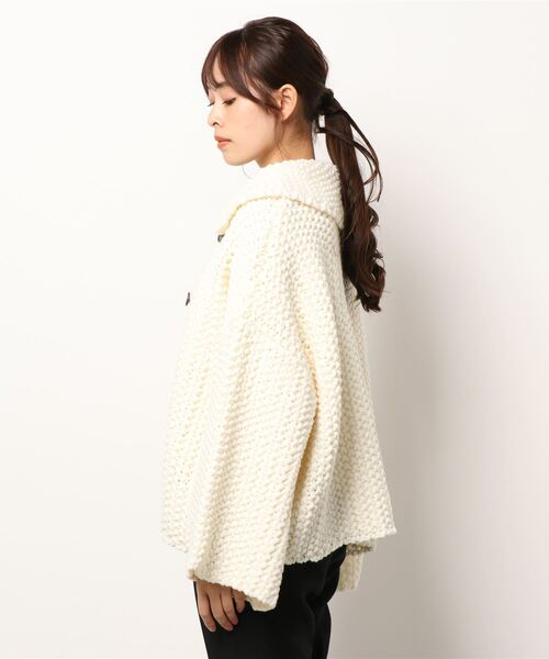 STUNNING LURE（スタニングルアー）の「ニットショートジャケット（ニット/セーター・レディース・オフホワイト/ダークパープル・SMALL/MEDIUM）」の4枚目の写真