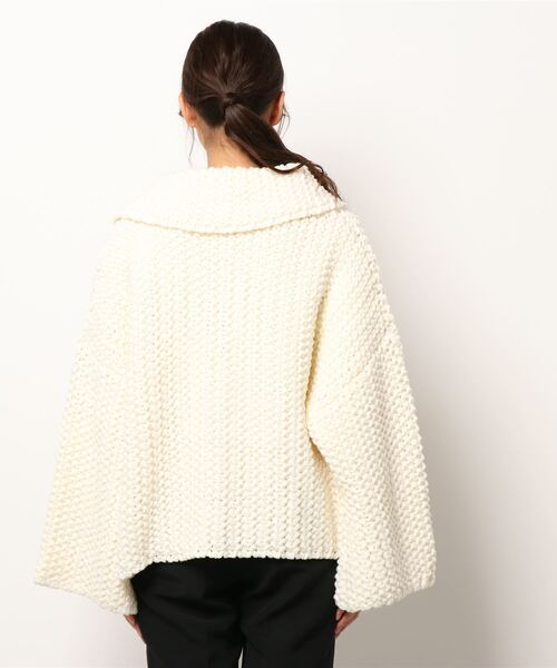 STUNNING LURE（スタニングルアー）の「ニットショートジャケット（ニット/セーター・レディース・オフホワイト/ダークパープル・SMALL/MEDIUM）」の3枚目の写真