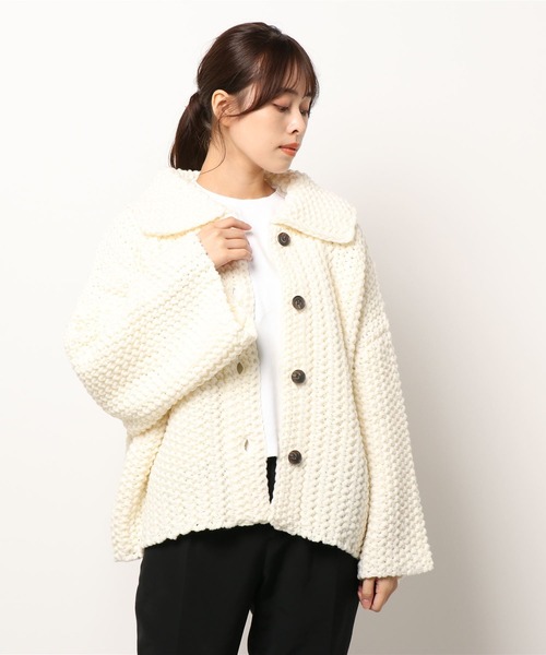 STUNNING LURE（スタニングルアー）の「ニットショートジャケット（ニット/セーター・レディース・オフホワイト/ダークパープル・SMALL/MEDIUM）」の16枚目の写真