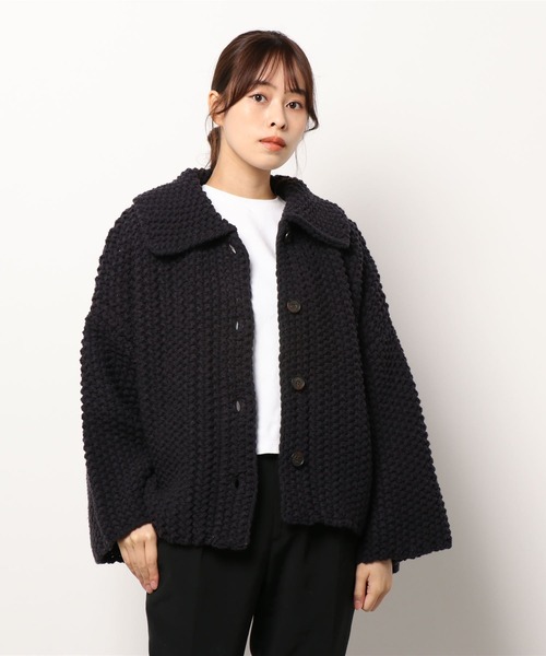 STUNNING LURE（スタニングルアー）の「ニットショートジャケット（ニット/セーター・レディース・オフホワイト/ダークパープル・SMALL/MEDIUM）」の12枚目の写真