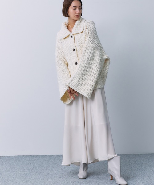 STUNNING LURE（スタニングルアー）の「ニットショートジャケット（ニット/セーター・レディース・オフホワイト/ダークパープル・SMALL/MEDIUM）」の6枚目の写真