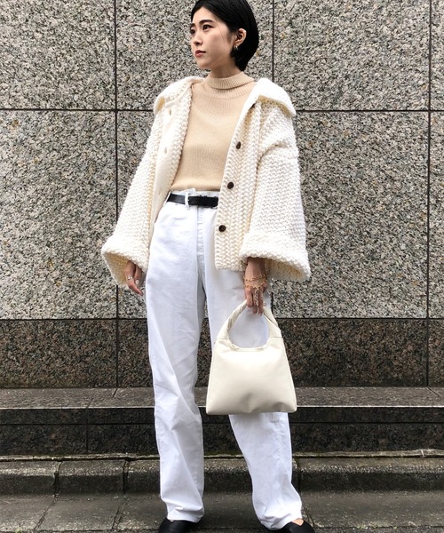 STUNNING LURE（スタニングルアー）の「ニットショートジャケット（ニット/セーター・レディース・オフホワイト/ダークパープル・SMALL/MEDIUM）」の11枚目の写真