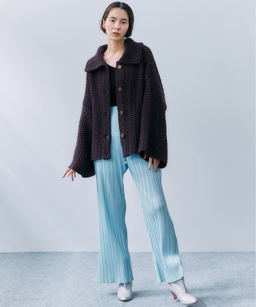 STUNNING LURE（スタニングルアー）の「ニットショートジャケット（ニット/セーター・レディース・オフホワイト/ダークパープル・SMALL/MEDIUM）」の21枚目の写真