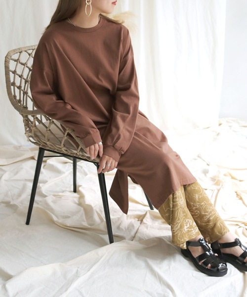 HER CLOSET(ハークローゼット)の「【shemoshelly】7オンスヘビーウェイトコットンワンピース(ワンピース・レディース・チャコールグレー/ブラック/ブラウン/ブルー・M)」の4枚目の写真