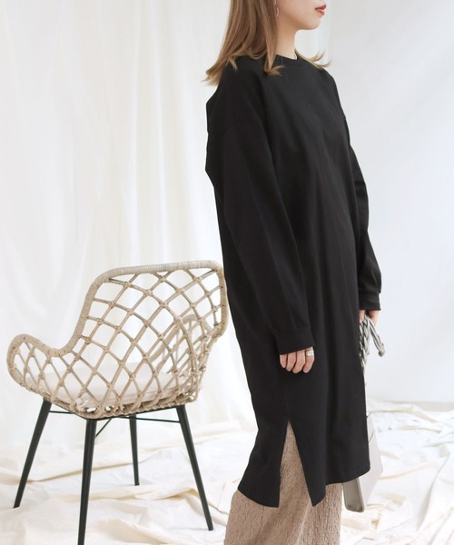 HER CLOSET(ハークローゼット)の「【shemoshelly】7オンスヘビーウェイトコットンワンピース(ワンピース・レディース・チャコールグレー/ブラック/ブラウン/ブルー・M)」の1枚目の写真