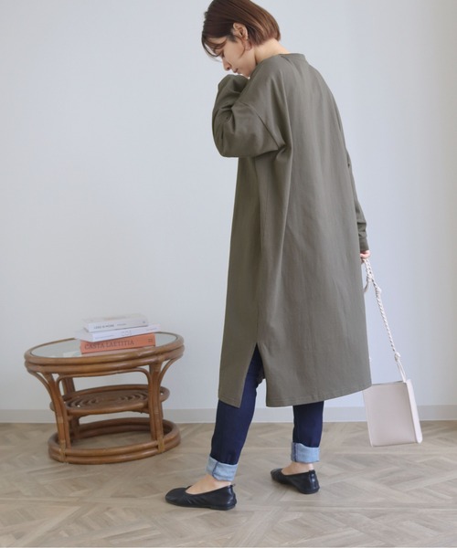 HER CLOSET(ハークローゼット)の「【shemoshelly】7オンスヘビーウェイトコットンワンピース(ワンピース・レディース・チャコールグレー/ブラック/ブラウン/ブルー・M)」の16枚目の写真