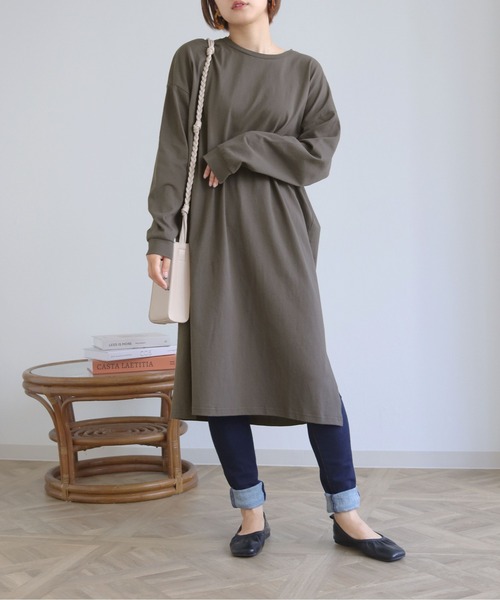 HER CLOSET(ハークローゼット)の「【shemoshelly】7オンスヘビーウェイトコットンワンピース(ワンピース・レディース・チャコールグレー/ブラック/ブラウン/ブルー・M)」の7枚目の写真