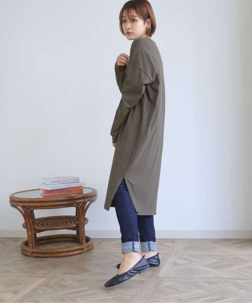 HER CLOSET(ハークローゼット)の「【shemoshelly】7オンスヘビーウェイトコットンワンピース(ワンピース・レディース・チャコールグレー/ブラック/ブラウン/ブルー・M)」の9枚目の写真