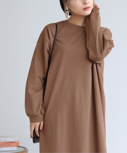 HER CLOSET(ハークローゼット)の「【shemoshelly】7オンスヘビーウェイトコットンワンピース(ワンピース・レディース・チャコールグレー/ブラック/ブラウン/ブルー・M)」の12枚目の写真