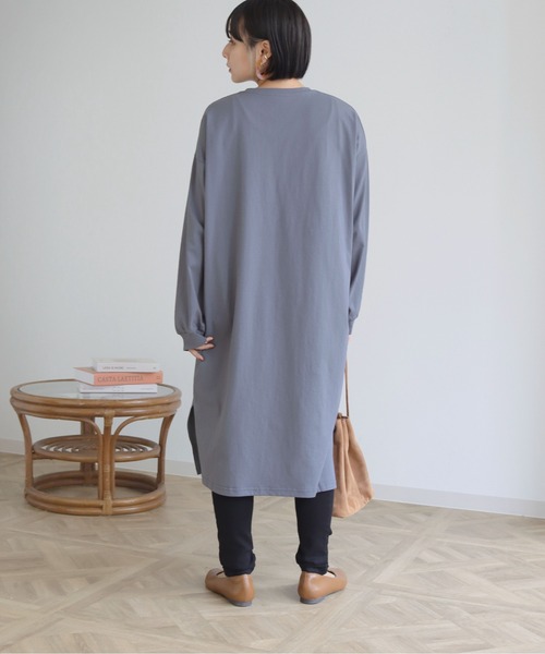 HER CLOSET(ハークローゼット)の「【shemoshelly】7オンスヘビーウェイトコットンワンピース(ワンピース・レディース・チャコールグレー/ブラック/ブラウン/ブルー・M)」の10枚目の写真