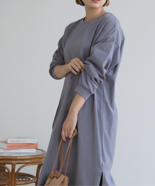 HER CLOSET(ハークローゼット)の「【shemoshelly】7オンスヘビーウェイトコットンワンピース(ワンピース・レディース・チャコールグレー/ブラック/ブラウン/ブルー・M)」の15枚目の写真