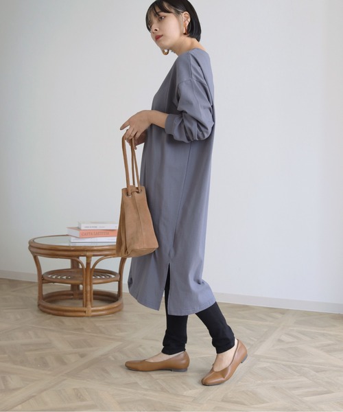 HER CLOSET(ハークローゼット)の「【shemoshelly】7オンスヘビーウェイトコットンワンピース(ワンピース・レディース・チャコールグレー/ブラック/ブラウン/ブルー・M)」の22枚目の写真