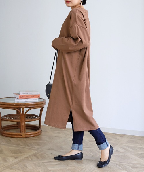 HER CLOSET(ハークローゼット)の「【shemoshelly】7オンスヘビーウェイトコットンワンピース(ワンピース・レディース・チャコールグレー/ブラック/ブラウン/ブルー・M)」の21枚目の写真