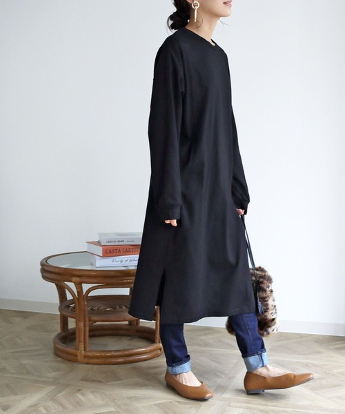 HER CLOSET(ハークローゼット)の「【shemoshelly】7オンスヘビーウェイトコットンワンピース(ワンピース・レディース・チャコールグレー/ブラック/ブラウン/ブルー・M)」の20枚目の写真