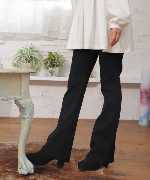 Honeys（ハニーズ）の「裏起毛フレアパンツ長め丈（その他パンツ・レディース・ブラック/ベージュ/モカ・S/M/L）」の8枚目の写真