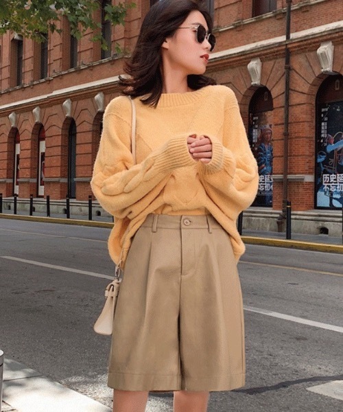 KOR（ケーオーアール）の「フェイクレザー　ハーフパンツ（その他パンツ・レディース・ベージュ/ネイビー/グリーン・S/M/L/XL/XXL）」の20枚目の写真