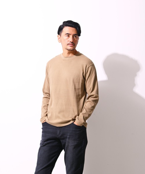 Blue Standard (ブルースタンダード)の「【BLUE STANDARD/ブルースタンダード】コットン100% ワッフルクルーネックロンT(Tシャツ/カットソー・メンズ・杢グレー/ブラウン/ブラック/オリーブ/ホワイト・X-LARGE/LARGE/MEDIUM)」の5枚目の写真