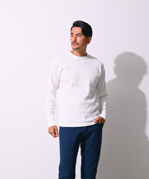 Blue Standard (ブルースタンダード)の「【BLUE STANDARD/ブルースタンダード】コットン100% ワッフルクルーネックロンT(Tシャツ/カットソー・メンズ・杢グレー/ブラウン/ブラック/オリーブ/ホワイト・X-LARGE/LARGE/MEDIUM)」の2枚目の写真