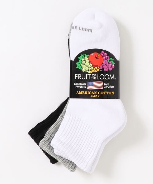 FRUIT OF THE LOOM(フルーツオブザルーム)の「クォーター丈ベーシック無地ソックス / 3足セット / シンプル / モノトーン(ソックス/靴下・メンズ・ホワイト/ブラック/マルチ・23cm~25cm/25cm~27cm)」の5枚目の写真